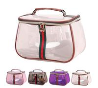 New Retro Vintage Vanity Bag, Large Capacity Makeup Organizer for Women, Waterproof Transparent Toiletry Bag, Portable Skincare Storage Case, Travel Cosmetic Bag for Ladies (4pcs-White)