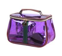 New Retro Vintage Vanity Bag - Large Capacity Transparent Makeup Organizer, Waterproof Toiletry Travel Case, Clear Cosmetic Storage Bag with Handle for Women, Skincare & Accessories (Purple)