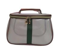 New Retro Vintage Vanity Bag - Large Capacity Transparent Makeup Organizer, Waterproof Toiletry Travel Case, Clear Cosmetic Storage Bag with Handle for Women, Skincare & Accessories (White)