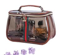 New Retro Vintage Vanity Bag, Vintage Makeup Bag, Portable Waterproof Transparent Large Capacity Travel Storage Bags, for Daily Storage, Travel, Etc High Appearance Makeup Bags (Brown)