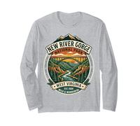 New River Gorge National Park West Virginia Bridge Arte Retro Manga Larga