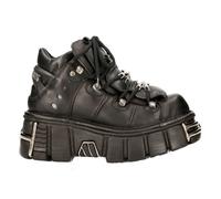 New Rock 106-S1 Unisex Metálico Negro Gótico Cuero Clásico Botas Estilo Motero