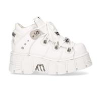 New Rock 106N-S8 Plataforma Zapatos Metálico Piel Blanca Motero Punk Gótico Bota