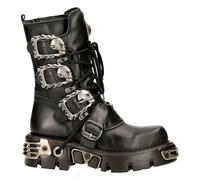 New Rock 391-S1 Unisex Negro Metálico Reactor Rock Gótico Botas Estilo Motero