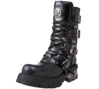 New Rock Bota Metallic M.373-S1 para unisex de piel vacuno en color negro, plataforma 4 cm, tacón 6 cm, moda punk gótica con cierre mixto TALLA 38