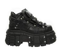 New Rock - Botas de Piel para hombre negro negro 42, color negro, talla 43 EU