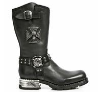 New Rock Botas Hombre MR030-S1 Negro Occidental 100% Cuero Gótico Plataforma