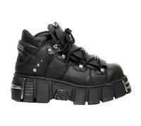 New Rock Botas M-106-VS1 Unisex Negro Metálico Vegano Cuero Gótico Punk Rock