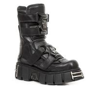 New Rock Botas M-422-S1 Unisex Negro Metálico Plataforma de Piel Gótico Botas
