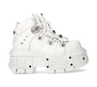 New Rock Botas M-TANK106-C1 Blanco Unisex 100% Cuero Gótico Plataforma Punk