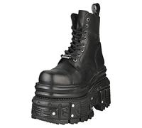 New Rock Botas MILI083CCT-C4 Unisex Cuero Negro Metálico Plataforma Militar 5