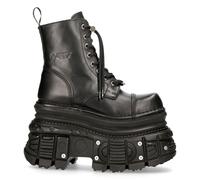 New Rock Botas MILI083CCT-C4 Unisex Negro Metálico Plataforma de Piel Militar