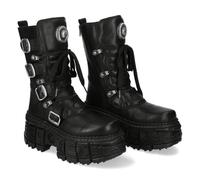 New Rock Botas Plataforma OVERTANK373B-C1 - Bota gótica industrial unisex de cuero negro con suela XL (NEGRO, EU, Sistema tallas calzado EU, Adulto, Números, mediano) 37