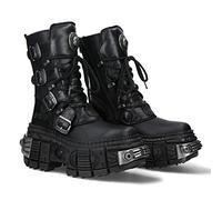 New Rock Botas Plataforma TANK Power Unisex Hebillas Cremallera Negro Metallic Collection Black Boots M.WALL373-S3 (numeric_38)