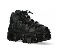 New Rock Botas Unisex Suela Tornillos Power con Cordones Color Negro Piel M.WALL