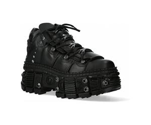 New Rock Botas Unisex Suela Tornillos Power con Cordones Color Negro Piel M.WALL