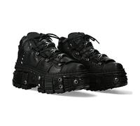 New Rock Botas Unisex Suela Tornillos Power con Cordones Color Negro Piel/Unisex Black Boots Leather Shoelaces M.WALL106-S25 (numeric_41)