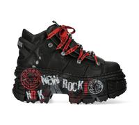 New Rock Botas WALL106-C9 Unisex Negro Metálico Plataforma de Piel Gótico Botas