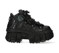 New Rock Botas WALL106-S12 Unisex Negro Metálico Plataforma de Piel Gótico Botas