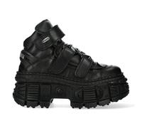 New Rock Botas WALL285-S2 Unisex Negro Metálico Plataforma de Piel Gótico Botas
