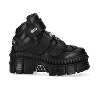 New Rock Botas WALL285-S3 Unisex Negro Metálico Plataforma de Piel Gótico Botas
