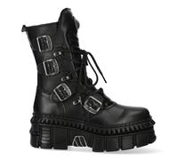 New Rock Botas WALL373-S6 Unisex Negro Metálico Plataforma de Piel Gótico Botas