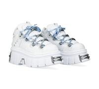 New Rock Botín Plataforma M.106-CEV162 Evangelion para Hombre y Mujer Color Blanco con Herrajes Metálicos Estilo Futurista Anime Urbano TALLA 36