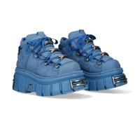 New Rock Botín Plataforma Punk Gótico M.106-CEV165 EVANGELION para Hombre y Mujer Color Azul, Suela Oversize y Detalles Metálicos TALLA 44