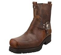 New Rock Botines de cuero unisex M.7605-S20 NEOBIKER marrón, estilo urbano y rockero, suela de goma natural cosida, tacón 5 cm, plataforma 2 cm, elegantes y cómodos para uso diario talla 40