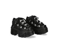 New Rock Botines Plataforma Unisex M.OVERZ106B-C1 en Piel Vacuno Negra con Cordones (NEGRO, EU, Sistema tallas calzado EU, Adulto, Números, mediano, 37)