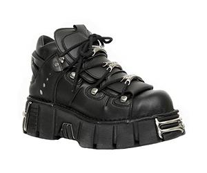 New Rock Botines Unisex con Plataforma Tower M-106-VS1 de Cuero Vegano Negro Metalizado Gótico Punk Rock 3