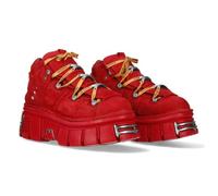 New Rock Estilo Alternativo Botín M.106-CEV163 Evangelion para Hombre y Mujer Color Rojo, Plataforma de Diseño Futurista, Estética Punk Gótica Cyber TALLA 36
