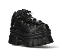 New Rock M-106-C178 Negro Plataforma Gruesa Torre Metálico Botines de Piel