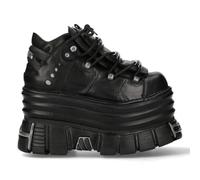 New Rock M-106-C181 - Botines de plataforma gruesa góticos punk negros, Black, 45 EU