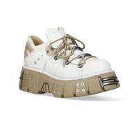 New Rock M-120N-C80 Blanco Plataforma Gruesa Torre Metálico Botas Estilo Motero