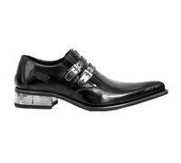 New Rock M-2246-S14 Newman Zapatos Cuero Negro Hebilla Acero Tacón