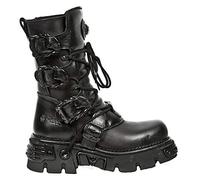 New Rock M.391-S18 Botas Negras Reactor Unisex Metálicas Estilo Motorista Gótico Punk 45