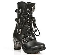 New Rock M.TR003-S1 - Botas de cuero para mujer, color negro, talla 38