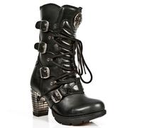 New Rock Mujeres Botas M.TR003-S1 Negro - Punk Gótico Botas de Cuero