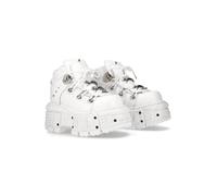 New Rock TANK 106 Botines Plataforma Zapatos Unisex Punk Gótico Cuero Blanco | Suela Tank con Tornillos | Cierre Cordones M.TANK106-C1 (Blanco, Sistema tallas calzado EU, Adulto, Números, mediano, 38)