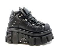 New Rock Tower M.106-C45 Botín de Piel con Plataforma, Negro, 38 EU