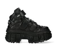 New Rock WALL285-S2 Botas Góticas con Plataforma de Cuero Negro Unisex 37