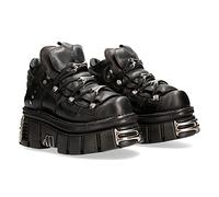 New Rock Zapatos 106 Botines Hombre Negro con Plataforma y Adornos Metallic Urban Black Shoes M.106-S112-45