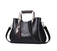 New Solid Color Women's Fashion Cross-Shoulder Handbag Large Tote Bag(Black)