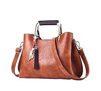 New Solid Color Women's Fashion Cross-Shoulder Handbag Large Tote Bag(Khaki)