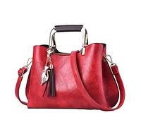 New Solid Color Women's Fashion Cross-Shoulder Handbag Large Tote Bag(Red)