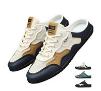 New Summer Men's Slip on Mule Sneakers, Men's Backless Sneakers Sports Slippers Casual Mesh Trendy Backless Tenis Shoes, beige, 50 EU