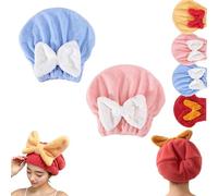 New Super Absorbent Hair Towel Wrap for Wet Hair,Absorbent Hair Towel for Long Hair,Plopping Towel Curly Hair,Microfiber Towel for Hair Drying,Hair Wraps for Women Wet Hair,Quick,Soft (Blue+Pink)