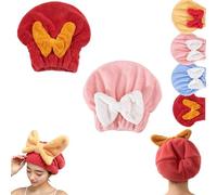 New Super Absorbent Hair Towel Wrap for Wet Hair,Absorbent Hair Towel for Long Hair,Plopping Towel Curly Hair,Microfiber Towel for Hair Drying,Hair Wraps for Women Wet Hair,Quick,Soft (Red+Pink)