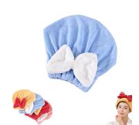 New Super Absorbent Hair Towel Wrap for Wet Hair, Efficient Absorbent Hair Towel Wrap, Soft Absorbent Quick Drying Cap with Bow-Knot, Microfiber Hair Towel Wrap (Blue)